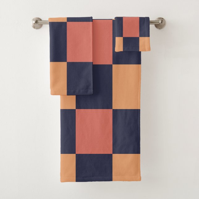 Colorful Checks Checkerboard Pattern  Bath Towel Set (Insitu)