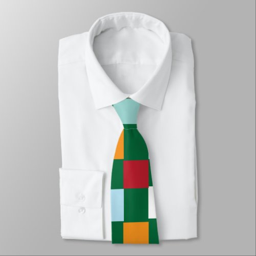 Colorful Checks Checkerboard Pattern Neck Tie