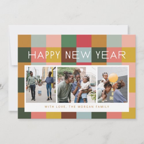 Colorful Checks Holiday Flat Card