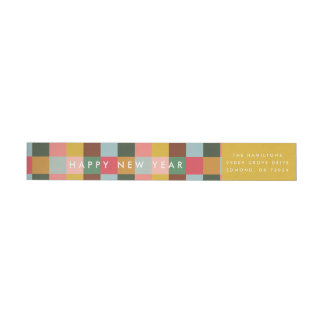 Colorful Checks Wrap Around Label