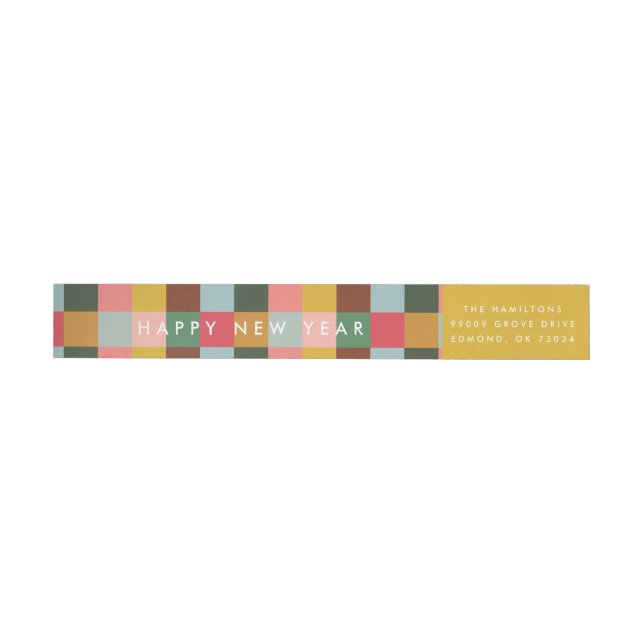 Colorful Checks  Wrap Around Label (Individual)