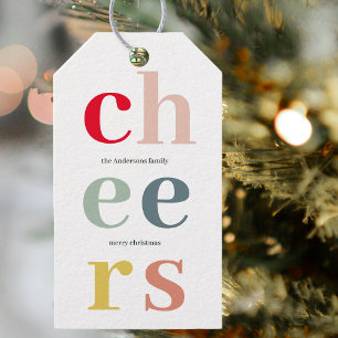 Colorful Cheer Christmas   Happy Holidays Gift Tags