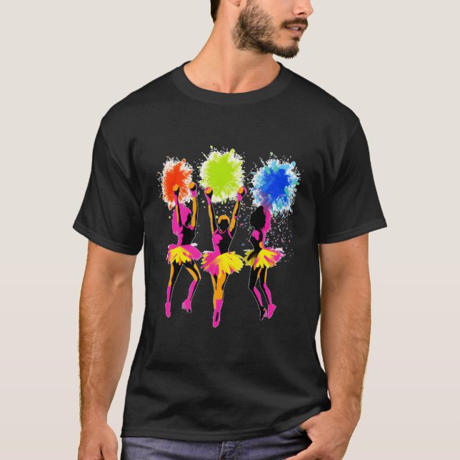 Colorful Cheer Leader Cheerleading Squad T-Shirt (Front)