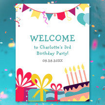 Colorful Cheerful Birthday Party Welcome Sign