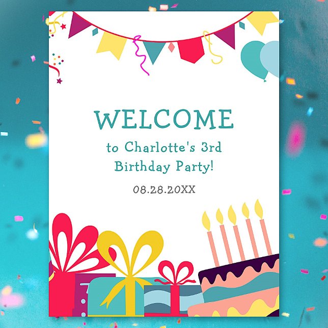 Colorful Cheerful Birthday Party Welcome Sign (Creator Uploaded)