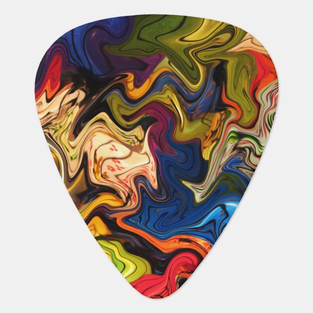 colorful, cheerful, colorful + pattern, textile guitar pick (Front)