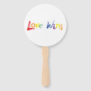 Colorful, cheerful, creative design of Love Wins Hand Fan