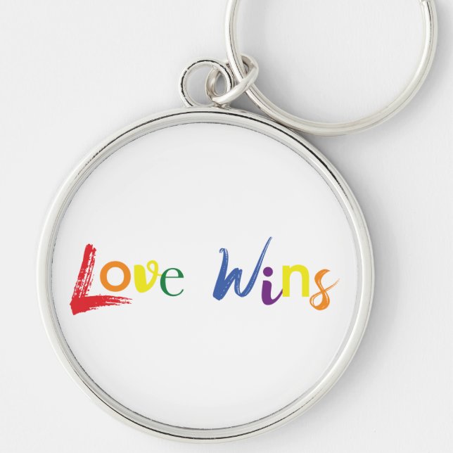 Colorful, cheerful, creative design of Love Wins Keychain (Front)