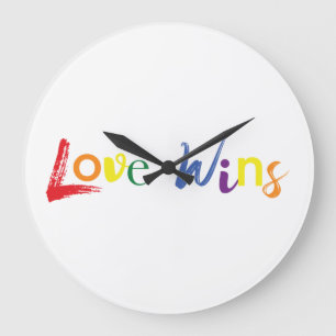 Colorful, cheerful, creative design of Love Wins Large Clock
