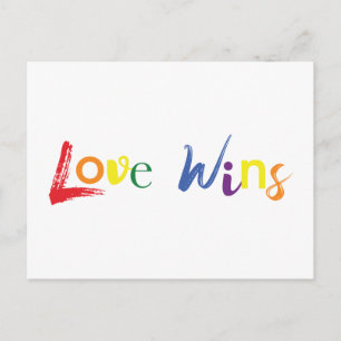 Colorful, cheerful, creative design of Love Wins Postcard