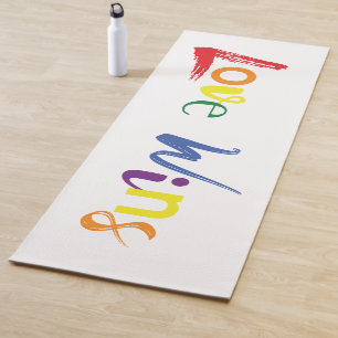 Colorful, cheerful, creative design of Love Wins Yoga Mat