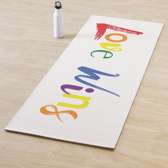 Colorful, cheerful, creative design of Love Wins Yoga Mat (In Situ)