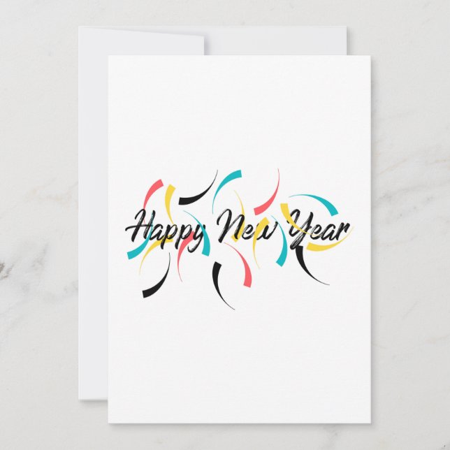Colorful, cheerful design of "Happy New Year" Holiday Card (Front)