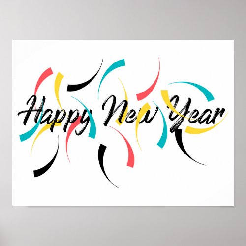 Colorful cheerful design of Happy New Year Poster