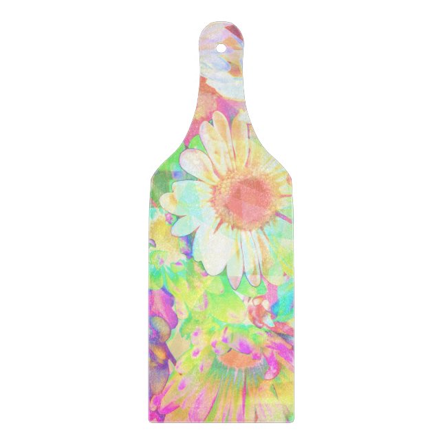 Colorful Cheerful Flowers Artsy Abstract Floral  Cutting Board (Front)