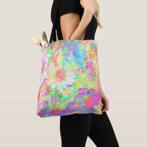 Colorful Cheerful Flowers Floral Abstract Tote Bag