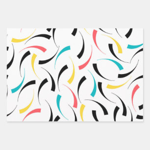 Colorful, cheerful, modern, trendy urban graphic wrapping paper sheets