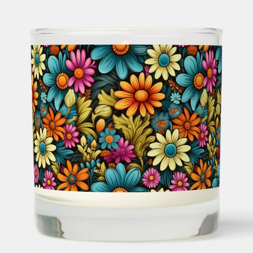Colorful Cheerful Wildflowers Pattern Scented Candle