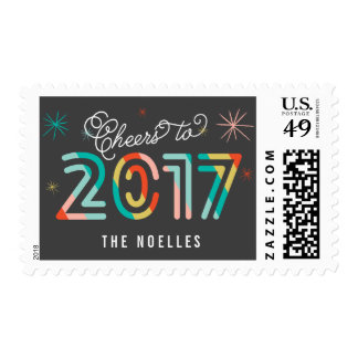 Colorful Cheers 2017 Happy New Year Holiday Stamps