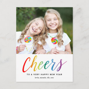 Colorful Cheers Holiday New Year Postcard