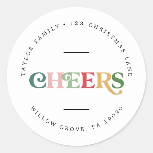 Colorful Cheers New Year Circular Return Address Classic Round Sticker