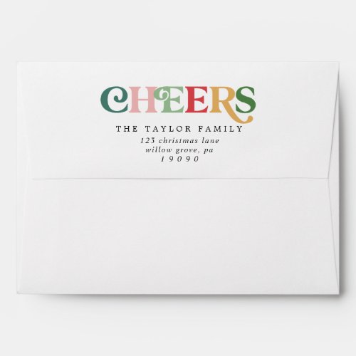 Colorful Cheers New Year Holiday Card Envelope