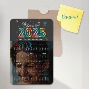 Colorful Cheers to 2025 Calendar New Year Photo Magnet