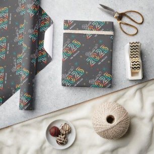 Colorful Cheers to 2025 Fireworks New Year Holiday Wrapping Paper