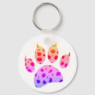 Colorful Cheetah Paw Print Keychain