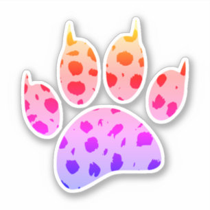 Colorful Cheetah Paw Print Sticker