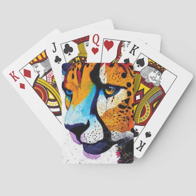 Colorful Cheetah Poker Cards (Back)