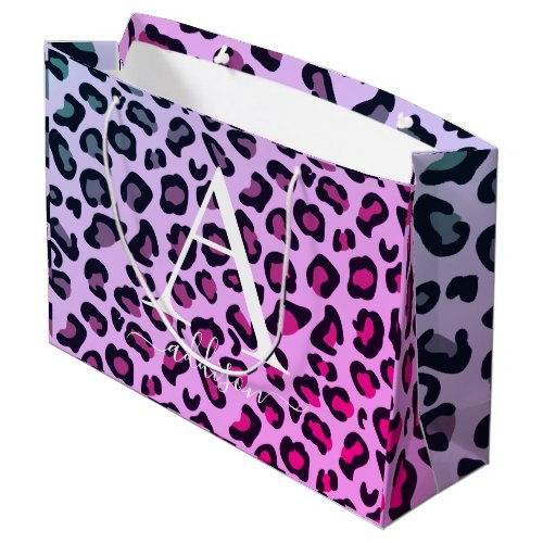 Colorful Cheetah Print Monogram  Large Gift Bag