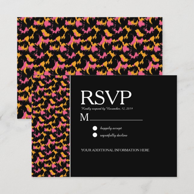 Colorful Cheetah Print Pattern Modern Wedding Invitation (Front/Back)