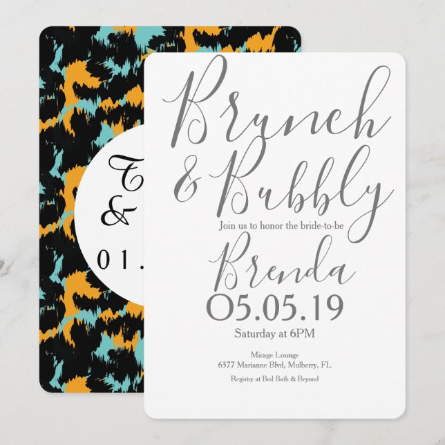 Colorful Cheetah Print Pattern Modern Wedding Invitation (Front/Back)