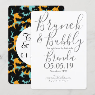 Colorful Cheetah Print Pattern Modern Wedding Invitation