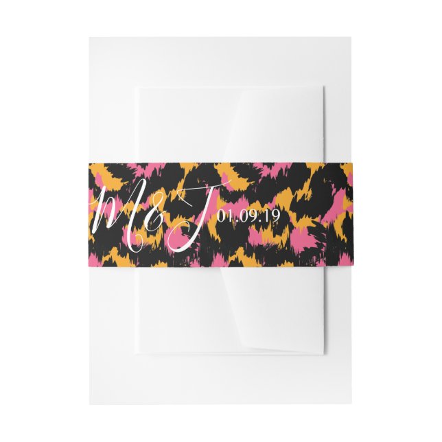 Colorful Cheetah Print Pattern Modern Wedding Invitation Belly Band (Front Example)