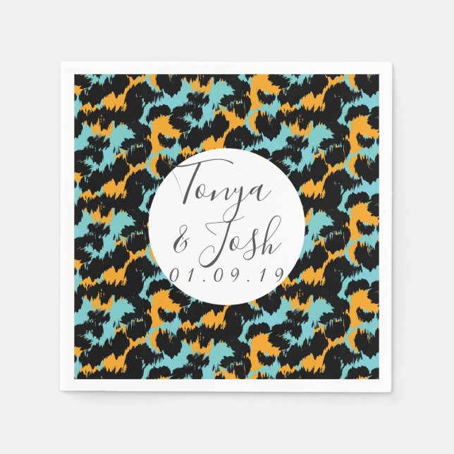Colorful Cheetah Print Pattern Modern Wedding Napkins (Front)