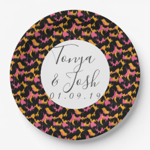 Colorful Cheetah Print Pattern Modern Wedding Paper Plates