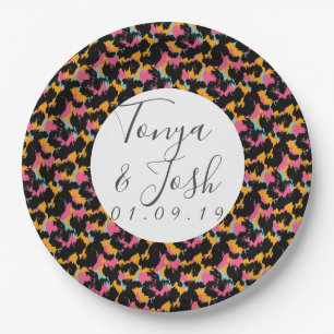 Colorful Cheetah Print Pattern Modern Wedding Paper Plates