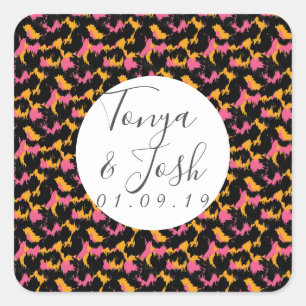 Colorful Cheetah Print Pattern Modern Wedding Square Sticker