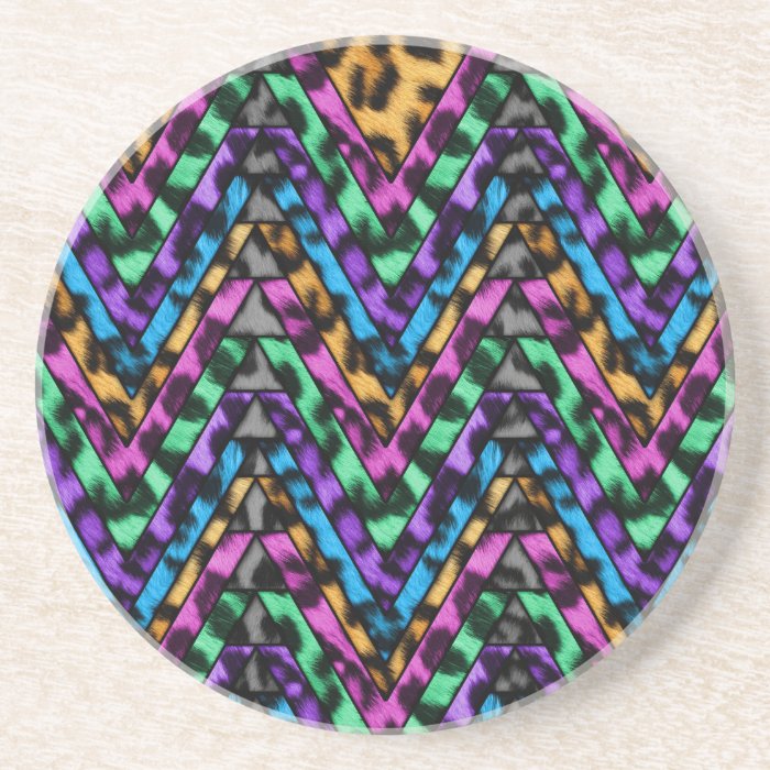 Colorful Cheetah Zig Zag Drink Coasters