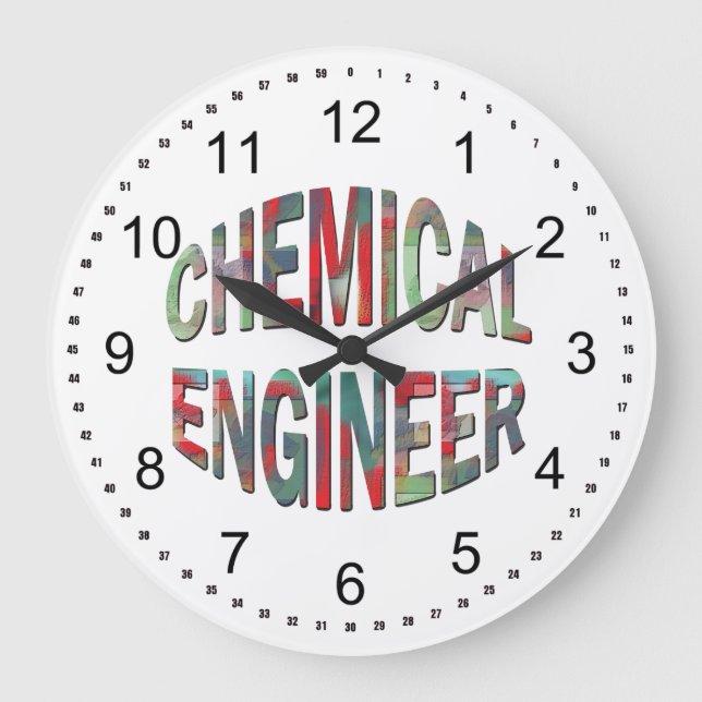 Colorful Chemical Engineer Large Clock (Front)