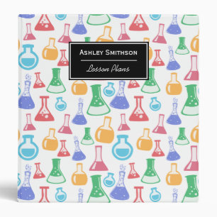 Colorful Chemistry Flasks Pattern 3 Ring Binder