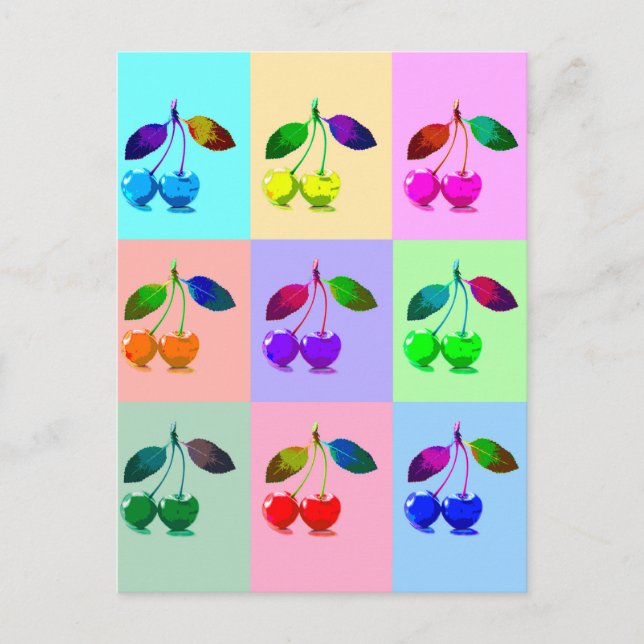 Colorful Cherries - Pop Art  Postcard (Front)