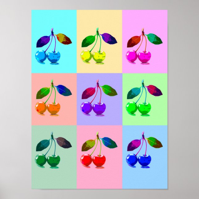 Colorful Cherries - Pop Art  Poster (Front)