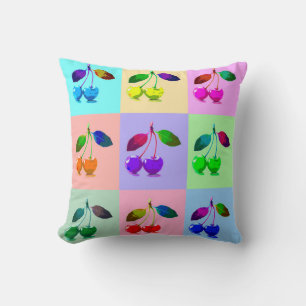 Colorful Cherries - Pop Art Throw Pillow