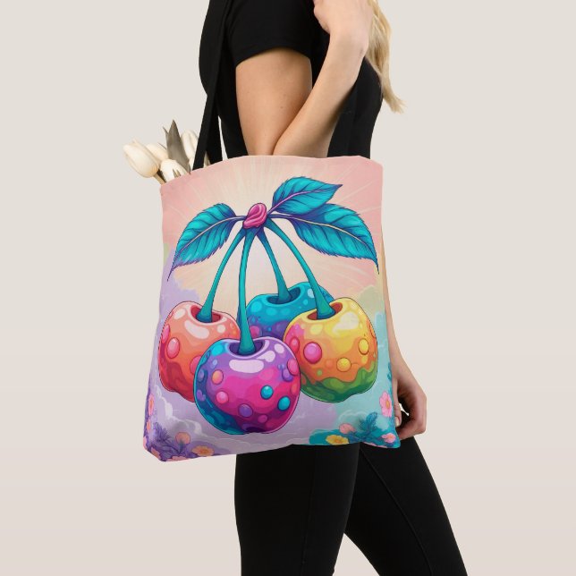 Colorful cherries tote bag (Close Up)