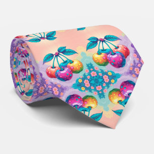 Colorful cherry for Fathers Day Neck Tie