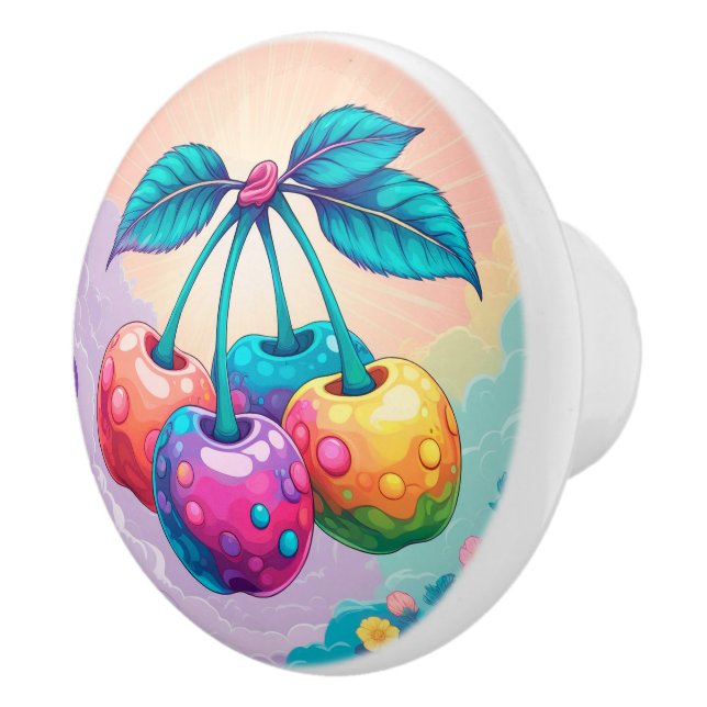 Colorful cherry for Summer Ceramic Knob (Right)
