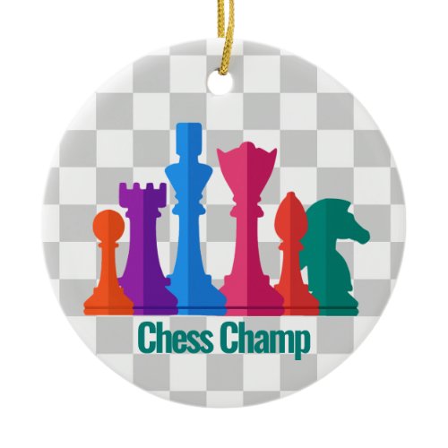 Colorful Chess Pieces Design Ornament
